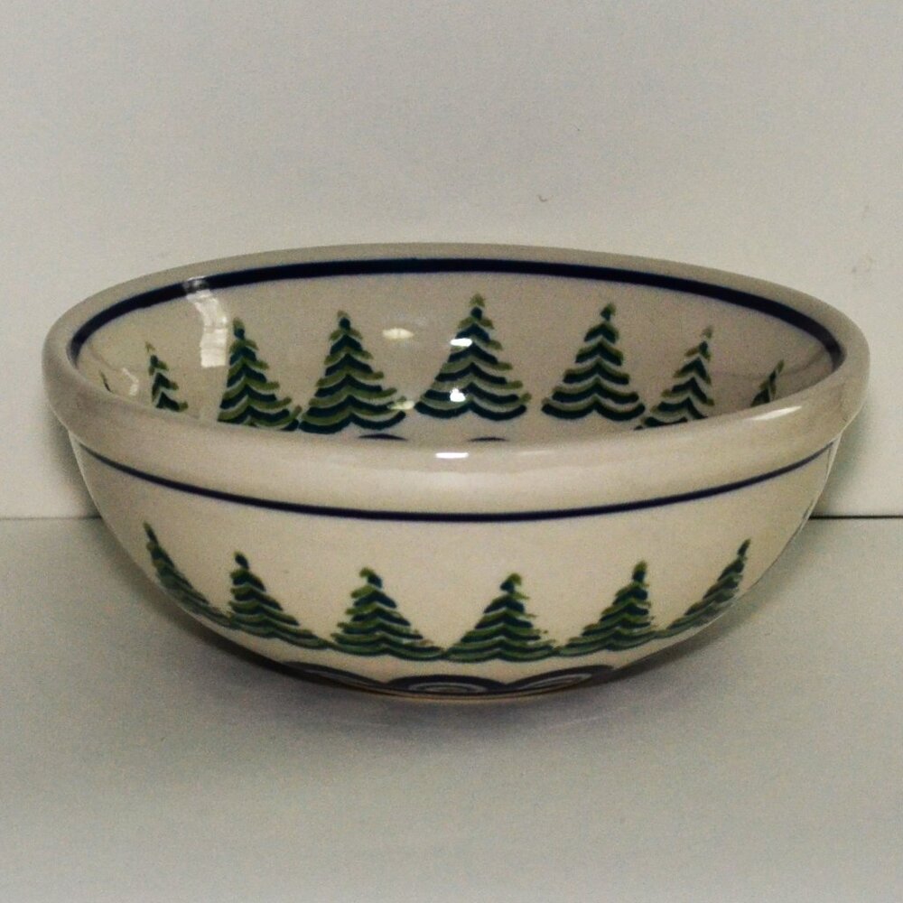 Bolesławiec Bowl Pine Tree Pattern Winter Cottagecore Dining Serveware Decor - Picture 3 of 6